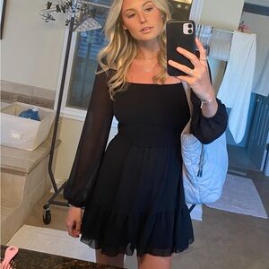 Wilfred Black Square-Neck Mini Dress